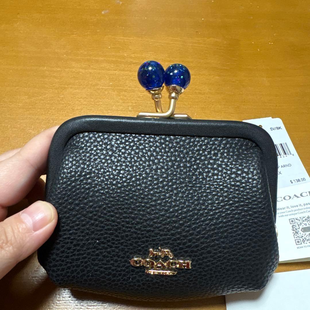 COACH キスロック がま口 ケース ブラック