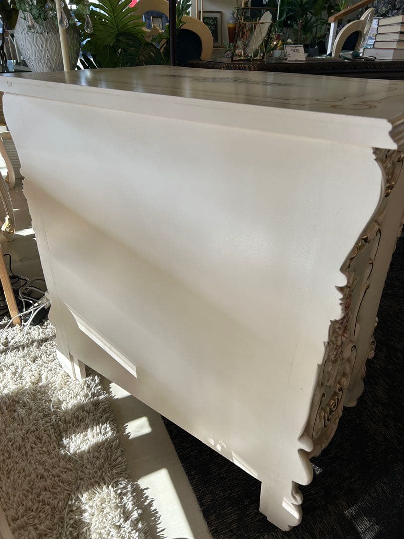 ロココスタイル チェスト4段キャビネット ピンク