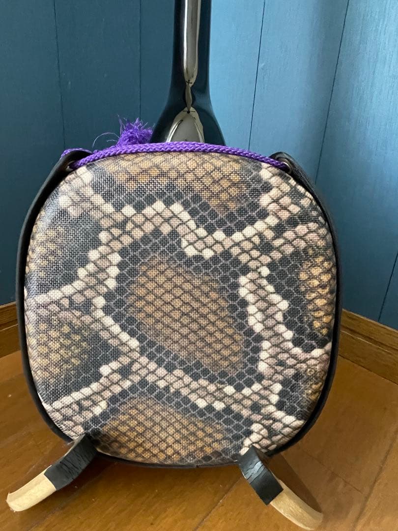 三線本体 人工皮　ケース付き　消音コマ　予備弦あり