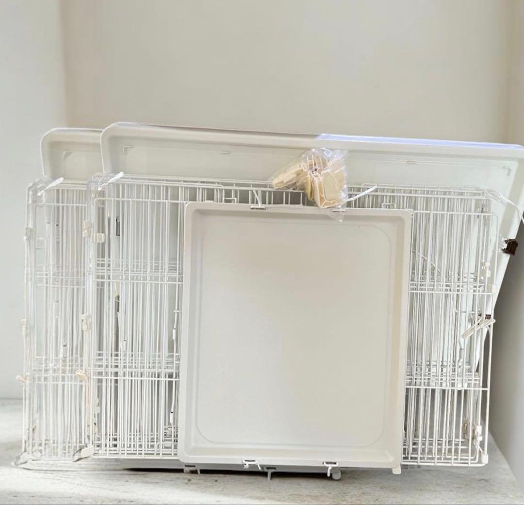 ペットケージ 猫ゲージ 2段 PEC-902 ホワイト キャスターなし