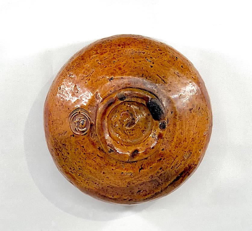 大樋焼　大樋宗春作　飴釉　茶碗　在銘　無傷　箱誂。