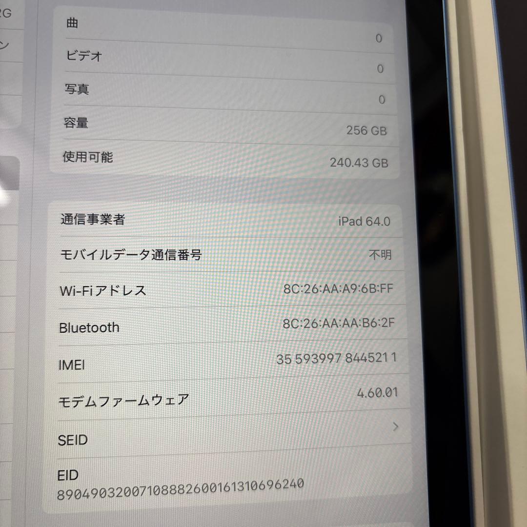 Apple iPad 第10世代　256GB wifi+cellular ブルー