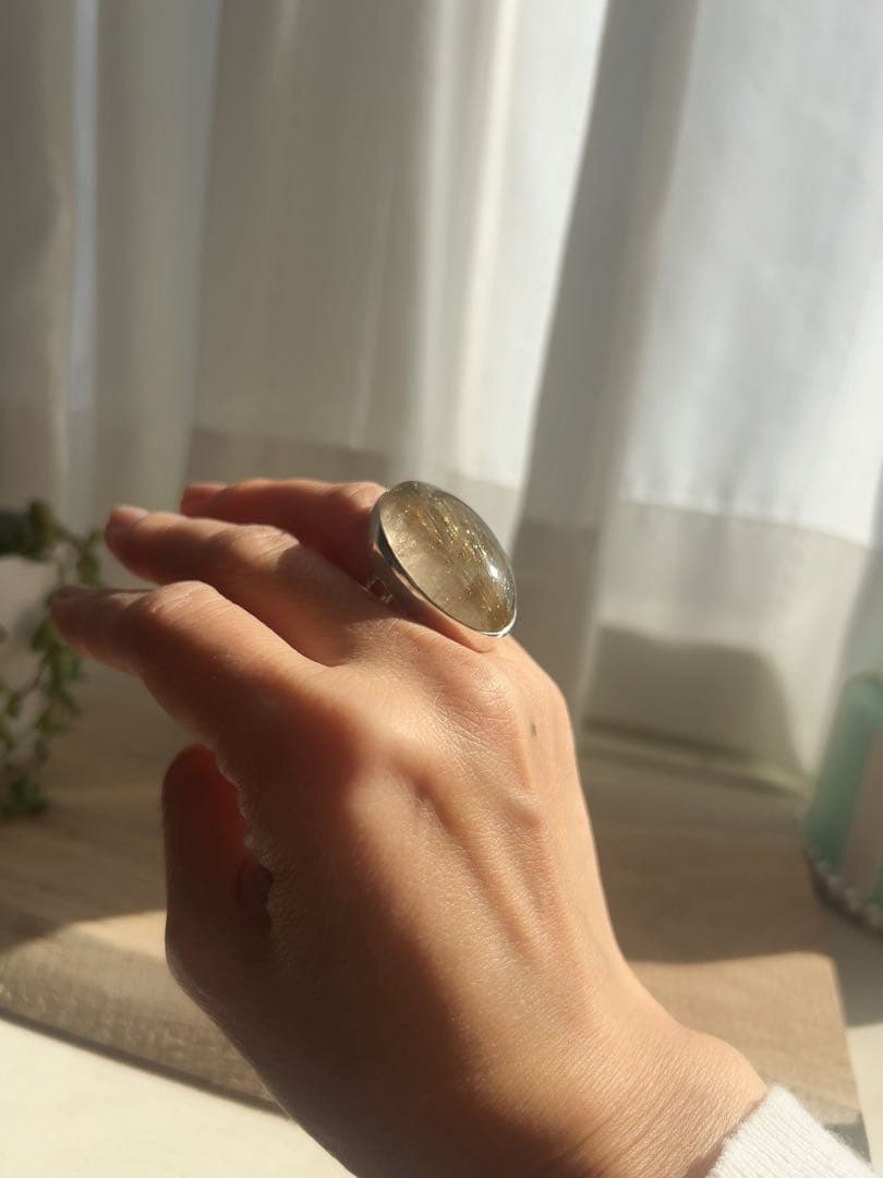 特別価格【新品】大きな　ルチルクォーツ　リング　13号