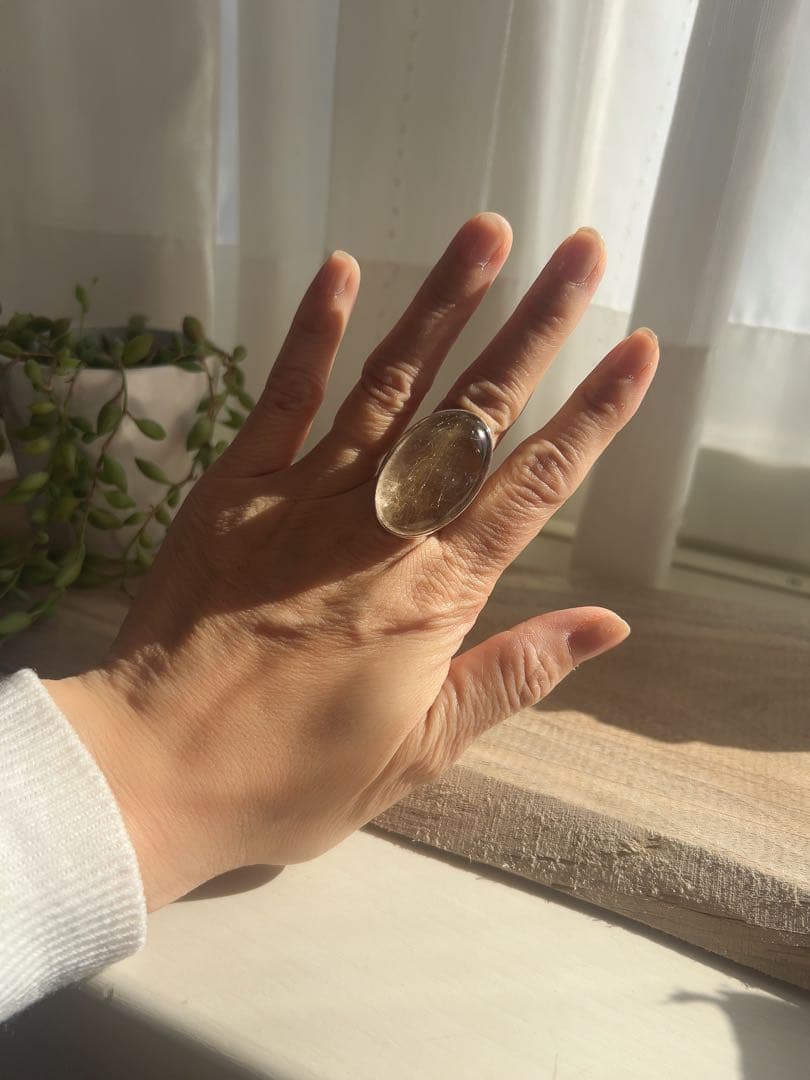 特別価格【新品】大きな　ルチルクォーツ　リング　13号