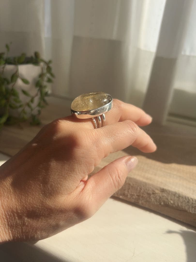 特別価格【新品】大きな　ルチルクォーツ　リング　13号