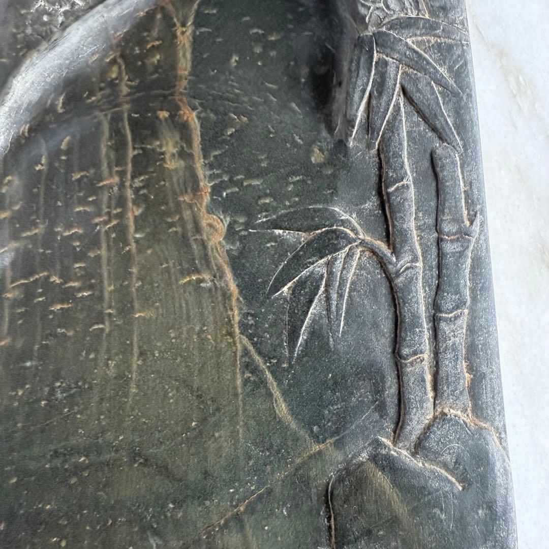 書きぞめに‼️旧家蔵出端渓硯『古松❌瀧　硯』」中國美術　唐木箱と蓋証明書付1点④