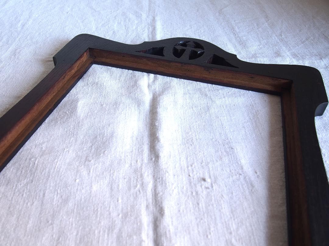 十字架と聖母マリアのイニシャルのある木製 フレーム 額縁 1900年/K344