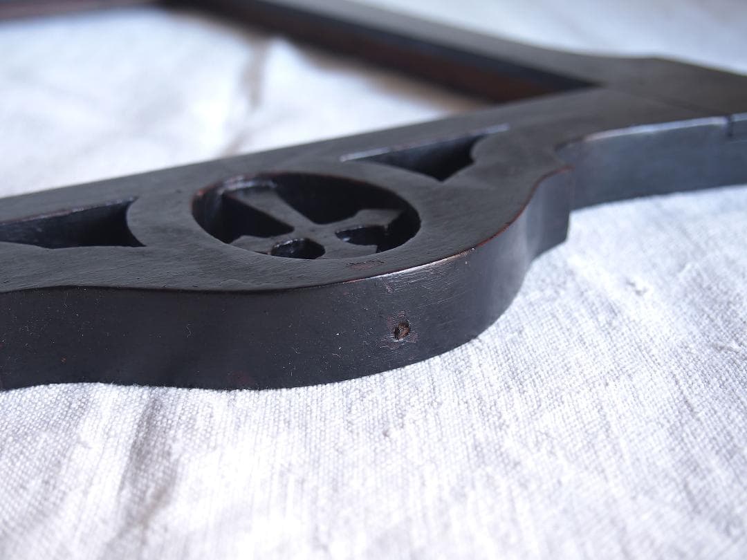 十字架と聖母マリアのイニシャルのある木製 フレーム 額縁 1900年/K344