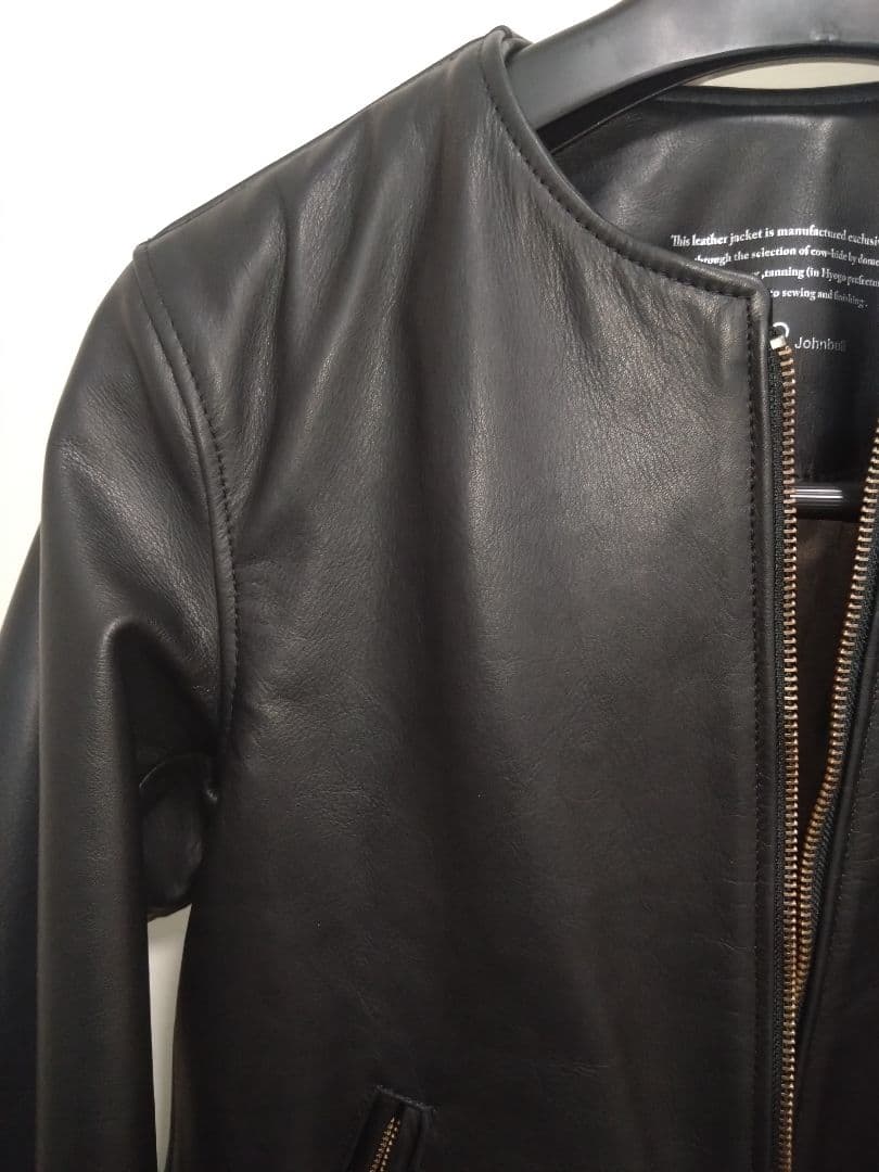 美品 Johnbull ノーカラー レザージャケット　Ｓ