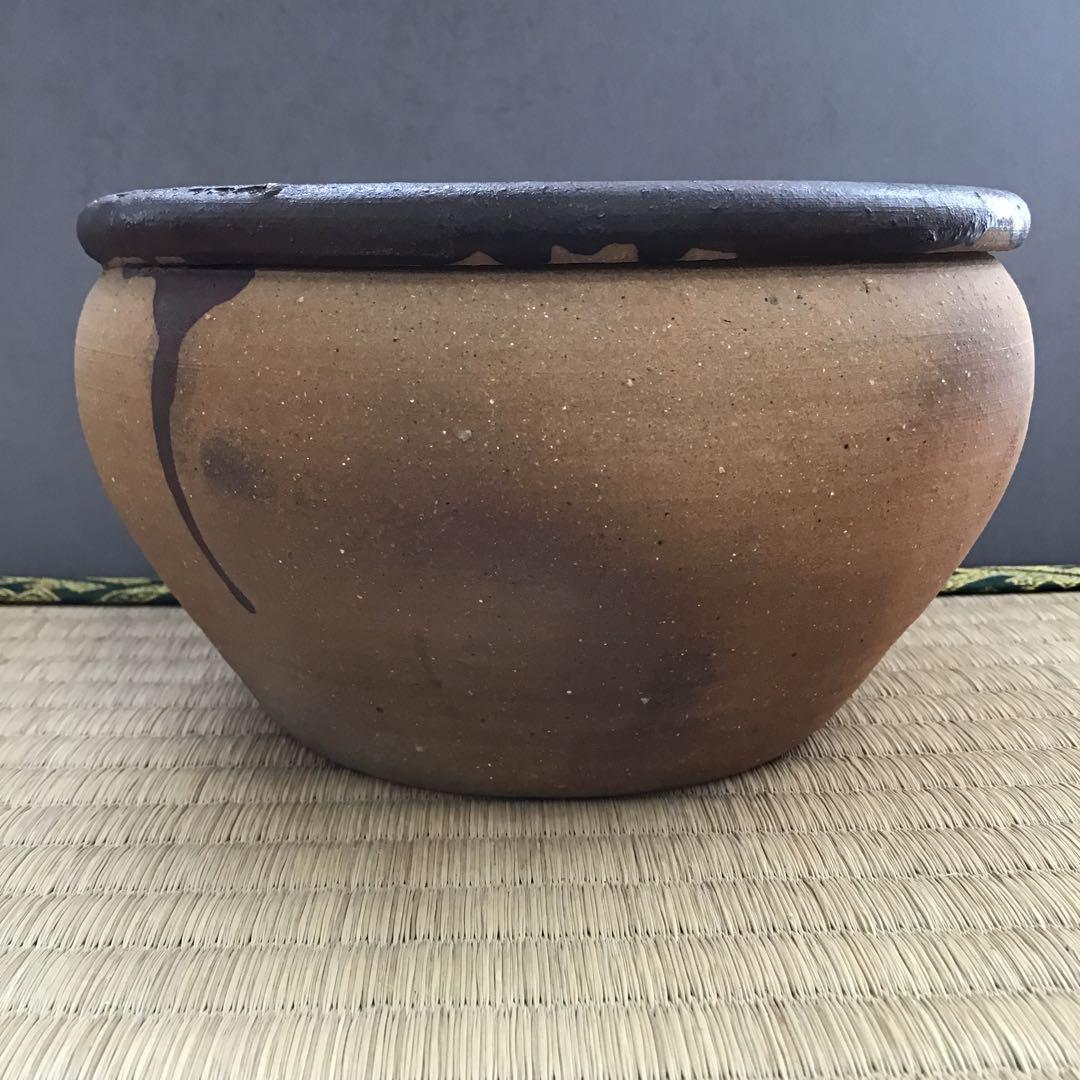 茶道具　南蛮内渋建水　八幡窯　堀野証嗣作　栞　共箱　S130KS