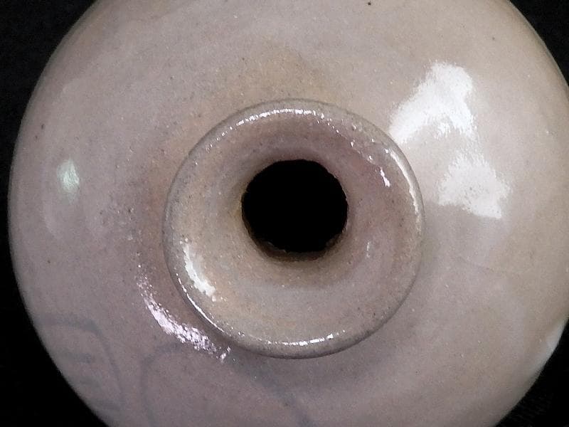 李朝　瀬戸　古伊万里　染付　岩に柳の図　油壷　E414AS-fblx