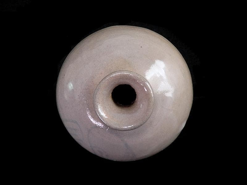 李朝　瀬戸　古伊万里　染付　岩に柳の図　油壷　E414AS-fblx