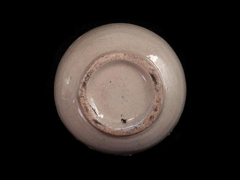 李朝　瀬戸　古伊万里　染付　岩に柳の図　油壷　E414AS-fblx