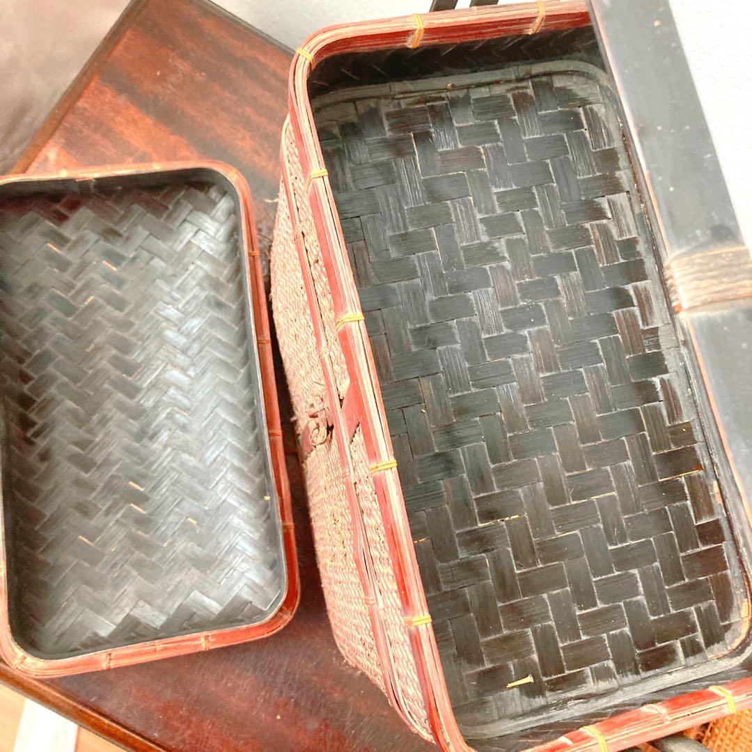 【珍品】煎茶道具　堤藍　茶籠　竹籠　バスケット　骨董品 唐物　1客