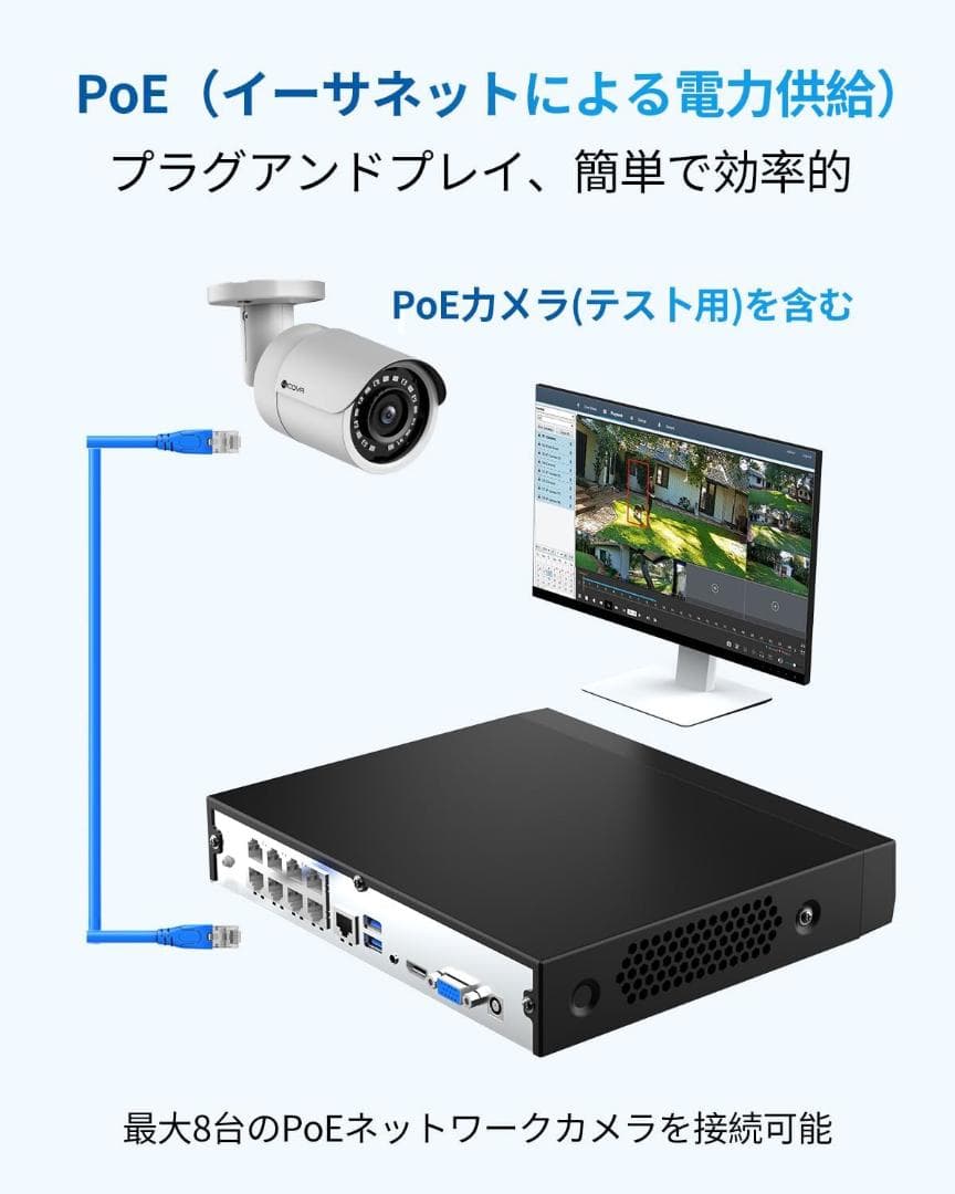 ネットワークビデオレコーダー防犯カメラシステム（2TB HDD内蔵)
