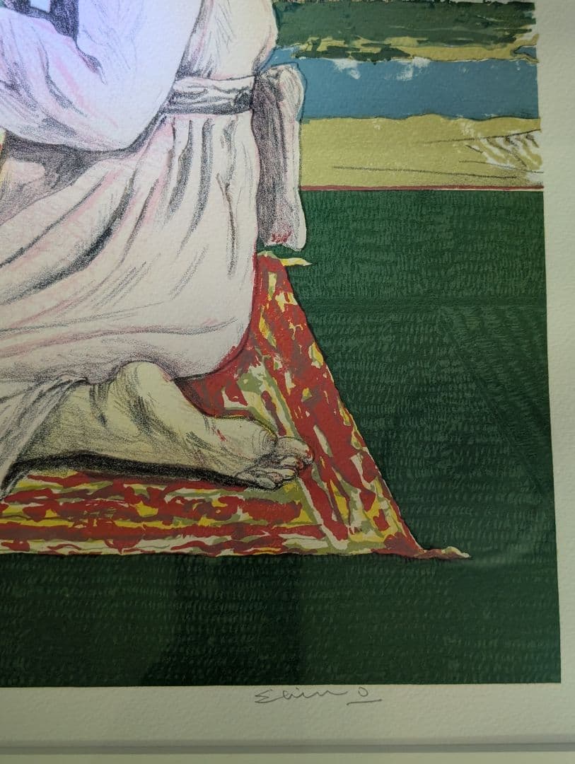 大津英敏 絵画 版画 リトグラフ 遠い記憶 少女図 76/115 額装 額入り絵