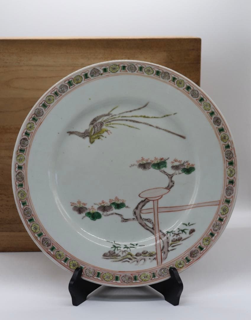 中国　康熙伊万里　鳳紋大皿　木箱入　送料込み1229