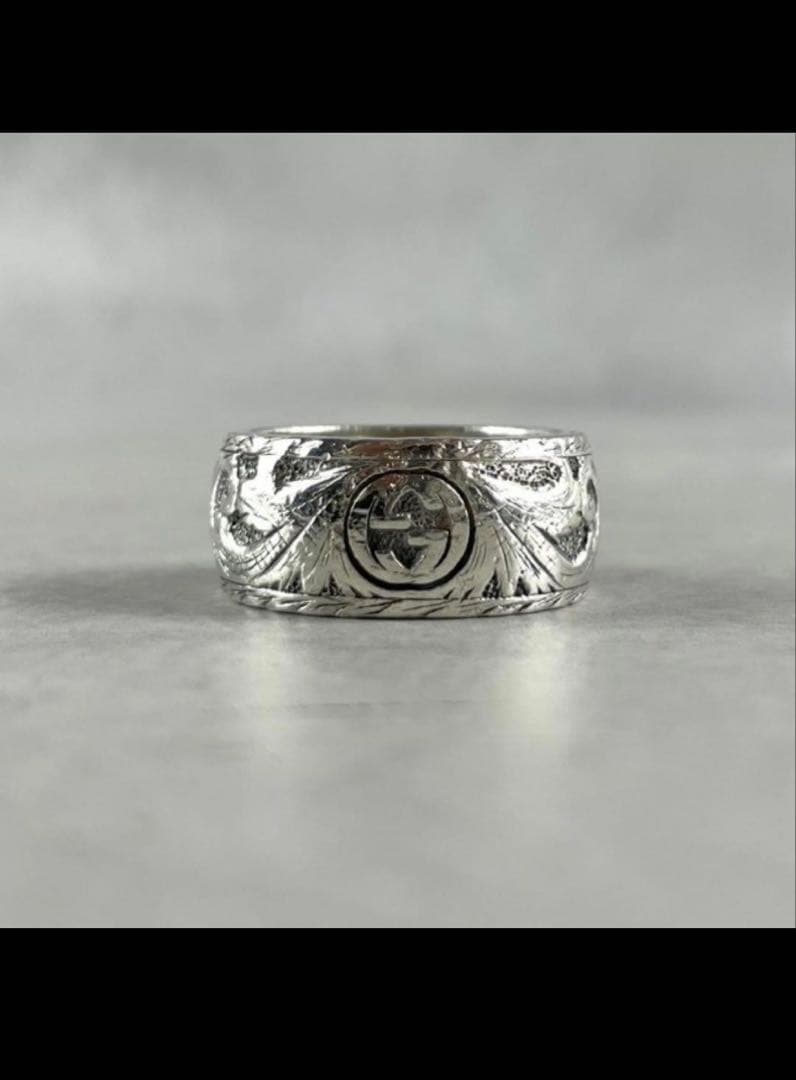 【美品】GUCCI シルバーリング 18号 キャット インターロッキング