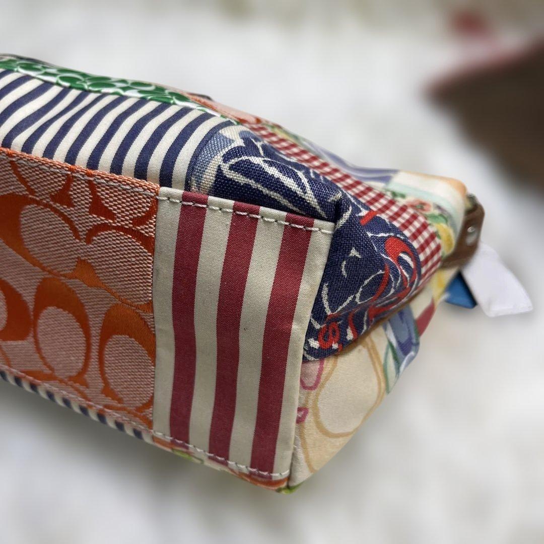 美品 COACH コーチ パッチワーク ミニバッグ バニティポーチ