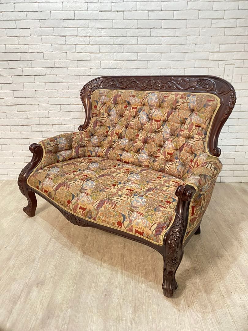 【東京都内23区配送無料】アンティーク　ファブリック　ソファー　スタジオ　撮影