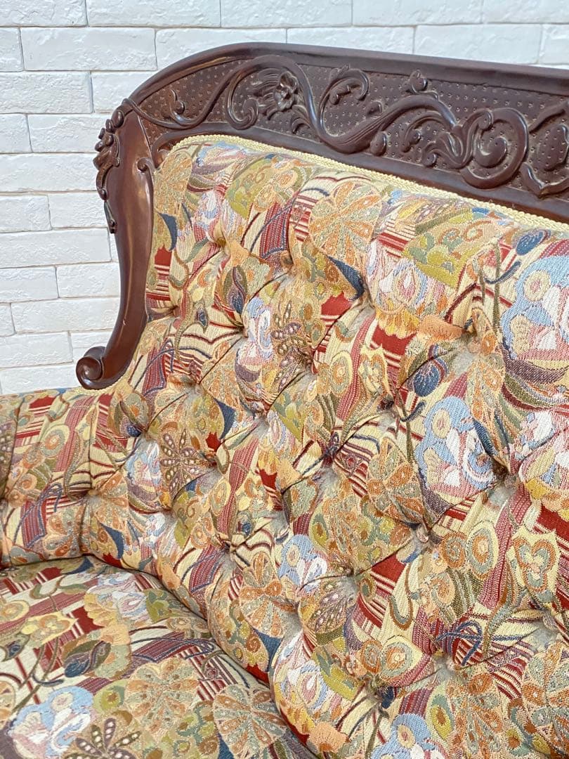 【東京都内23区配送無料】アンティーク　ファブリック　ソファー　スタジオ　撮影