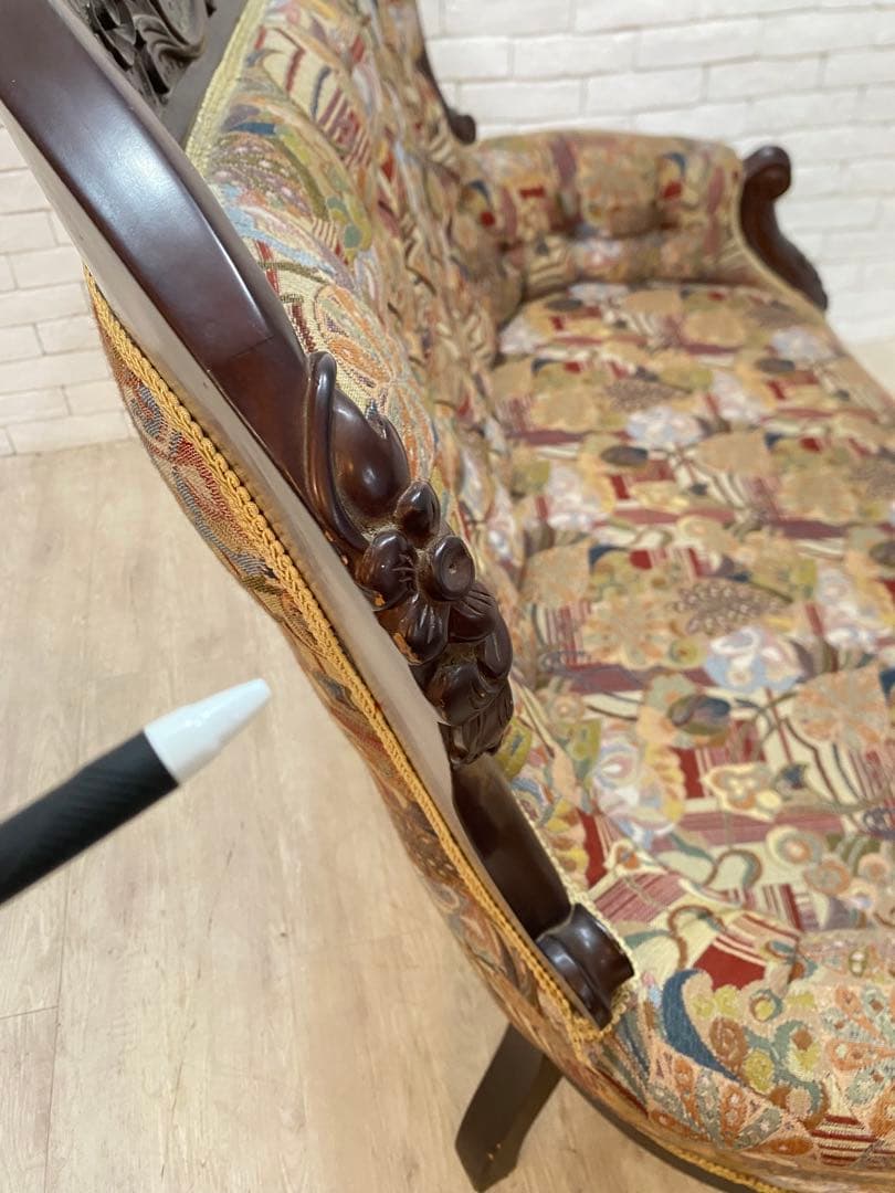 【東京都内23区配送無料】アンティーク　ファブリック　ソファー　スタジオ　撮影