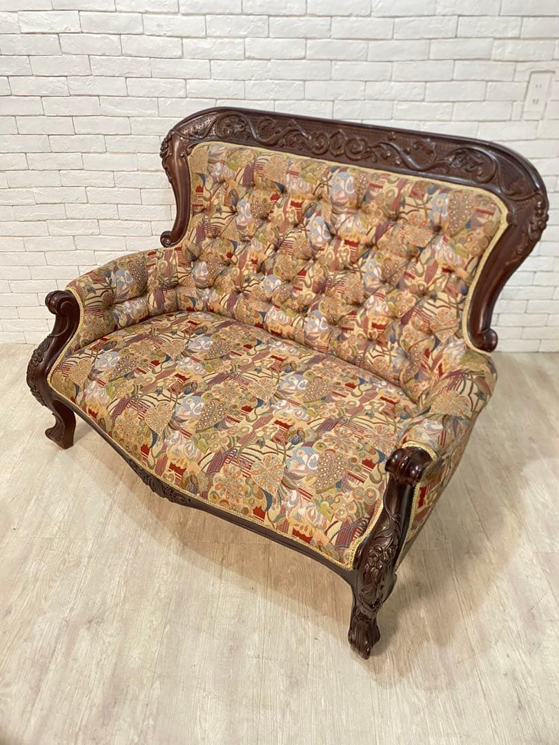 【東京都内23区配送無料】アンティーク　ファブリック　ソファー　スタジオ　撮影