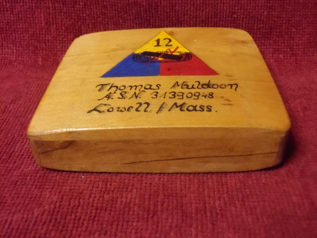 ★１９４５年＊アメリカ軍＊第１２機甲＊駐留ドイツ＊木製シガレットケース（実物）