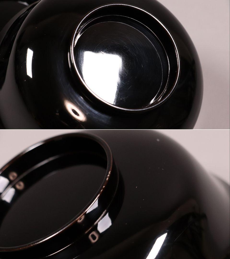 時代木製漆器 加賀蒔絵 牡丹 梅 草花 高蒔絵 黒塗椀 二客 漆芸 CL55