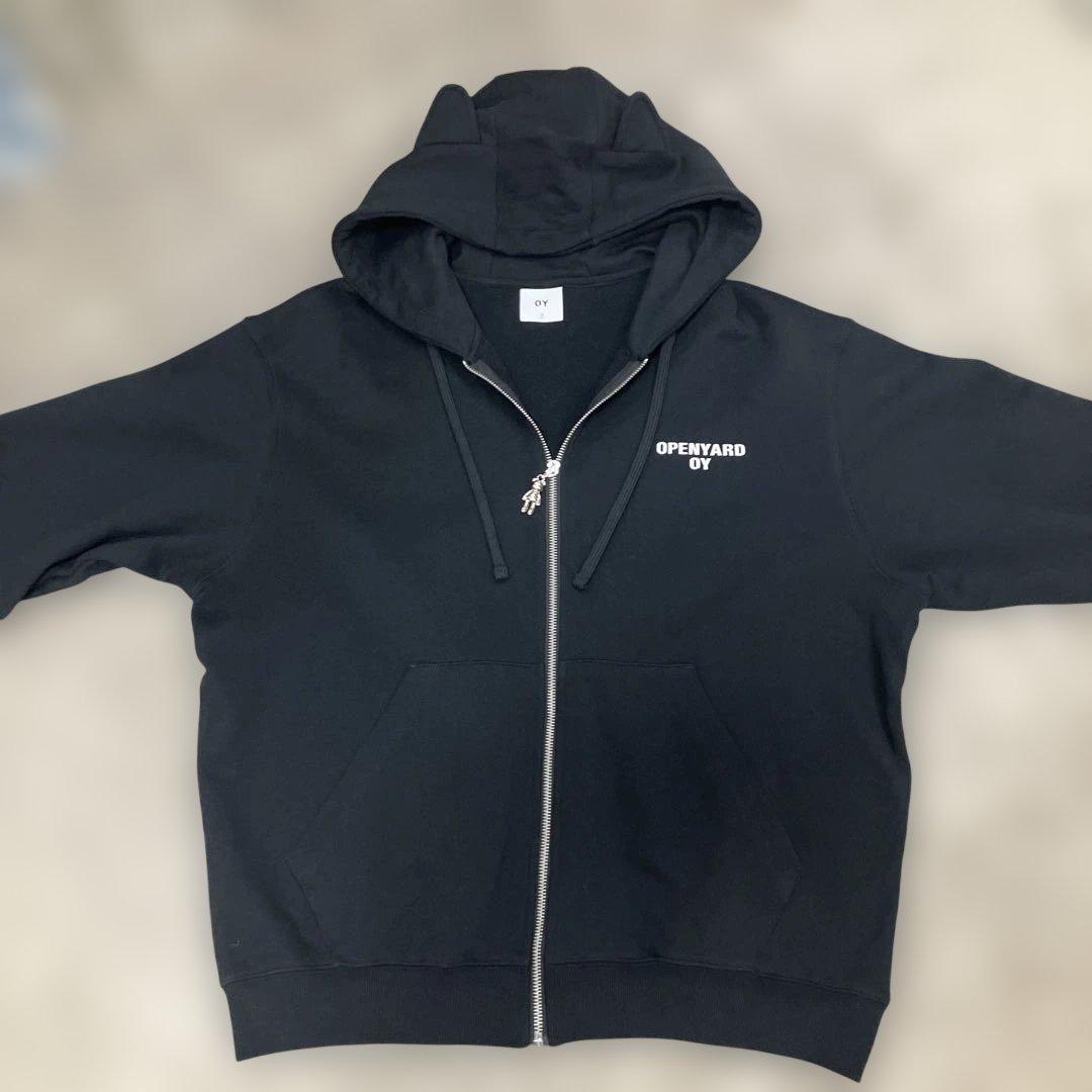 OY ジップアップパーカー　ブラック L〜XL