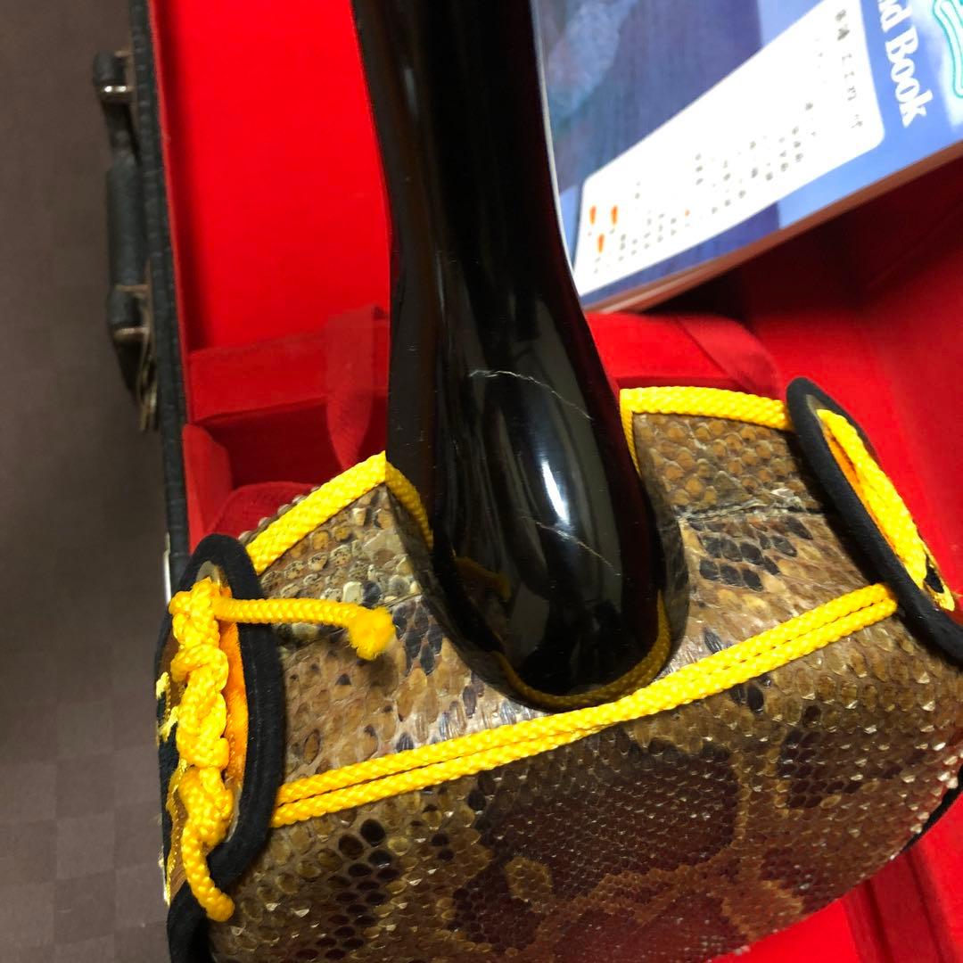 三味線本体 ヘビ皮 ケース付き