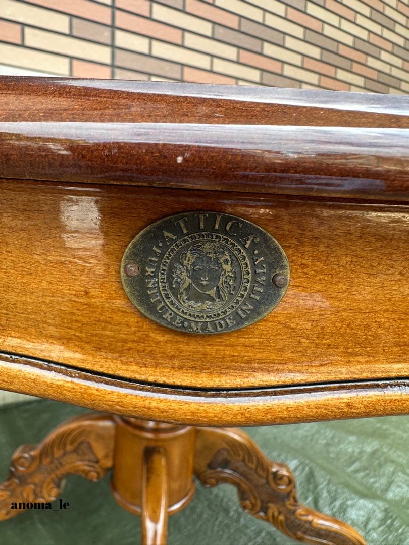 【ラウンドテーブル】イタリア　ATTICA　アッティカ　ロココ調　猫足　象嵌細工