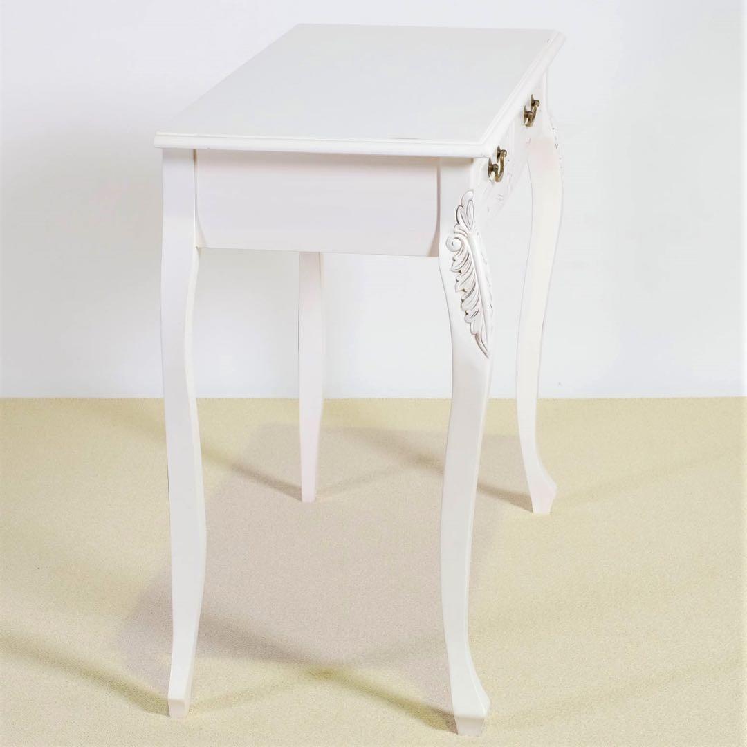 B 新品 アンティーク調 コンソールテーブル 飾り棚 デスク 机 白 ホワイト