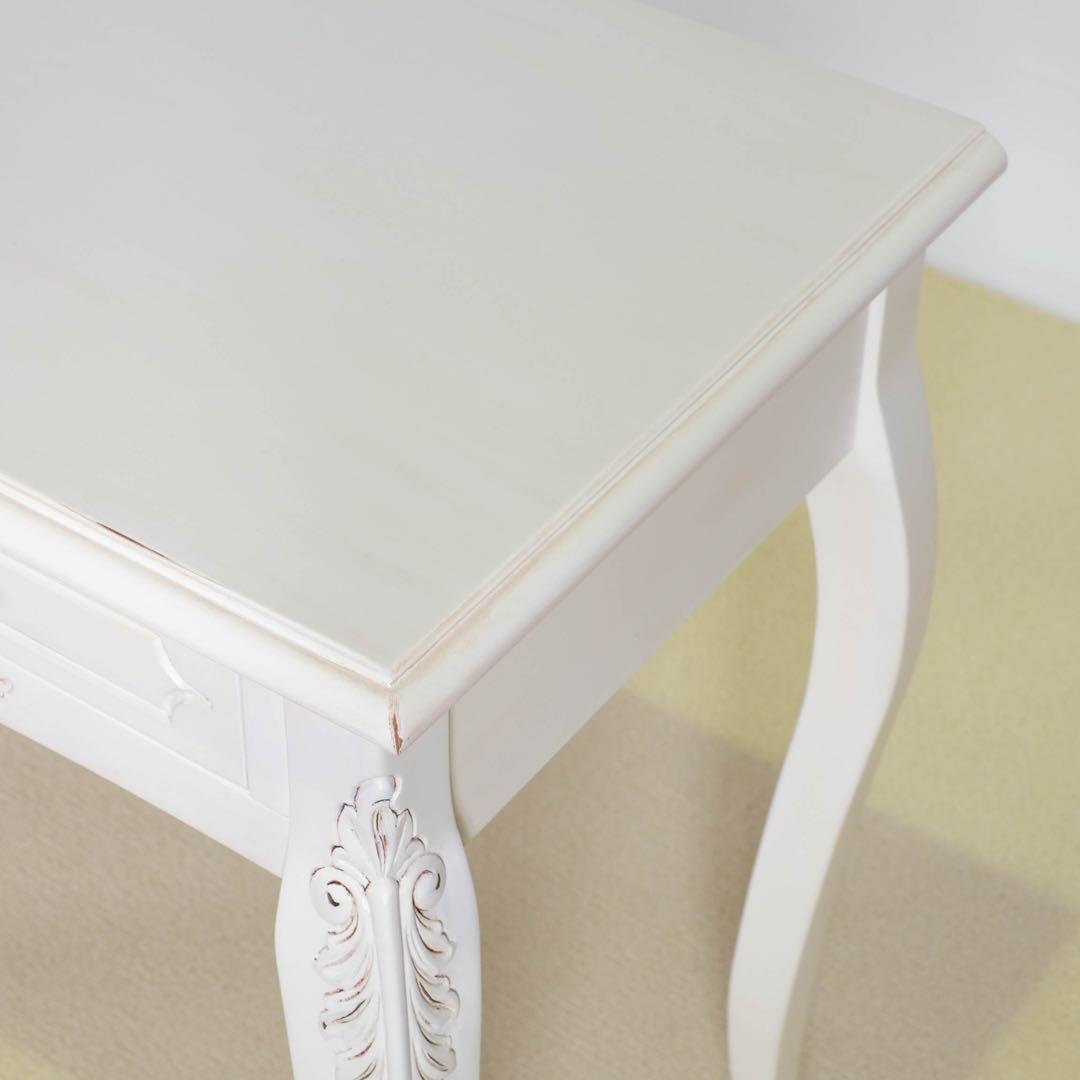 B 新品 アンティーク調 コンソールテーブル 飾り棚 デスク 机 白 ホワイト