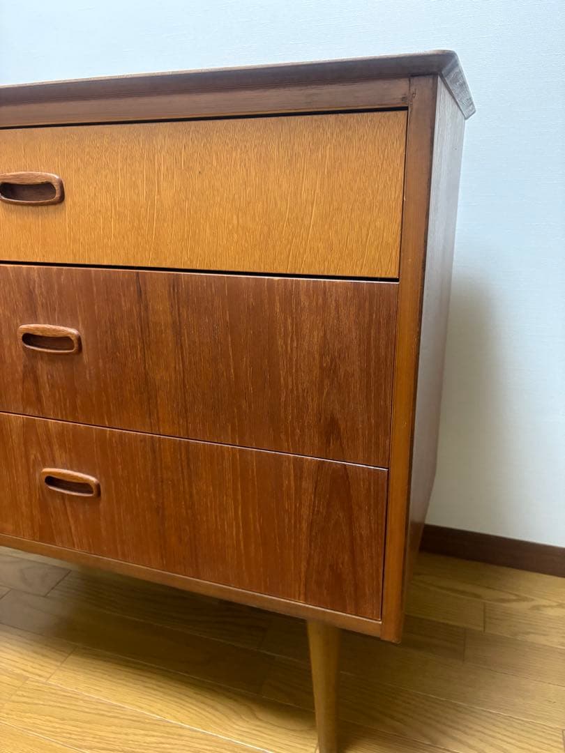 北欧 デンマーク ヴィンテージ チーク オーク 3段 チェスト