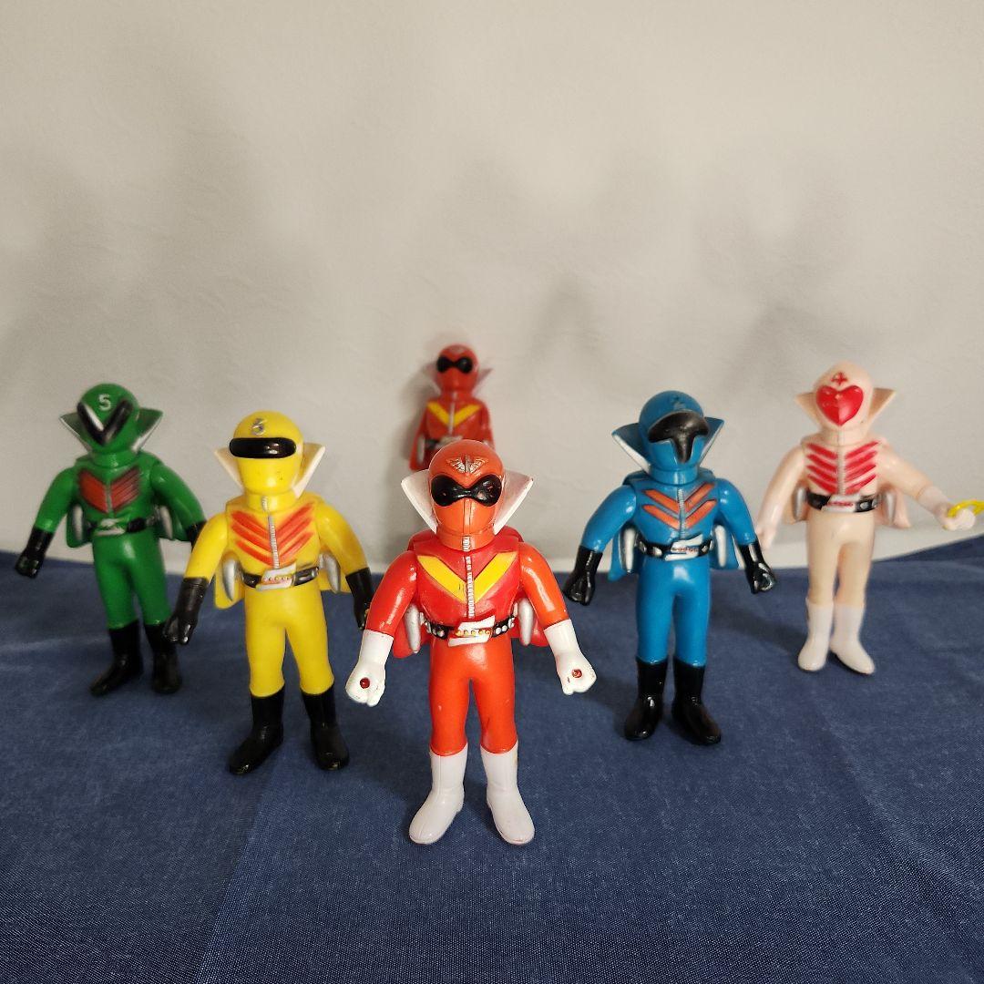 ゴレンジャー　ソフビ　当時物　5体セット　モモレンジャー　腕取れ　1体オマケ付き