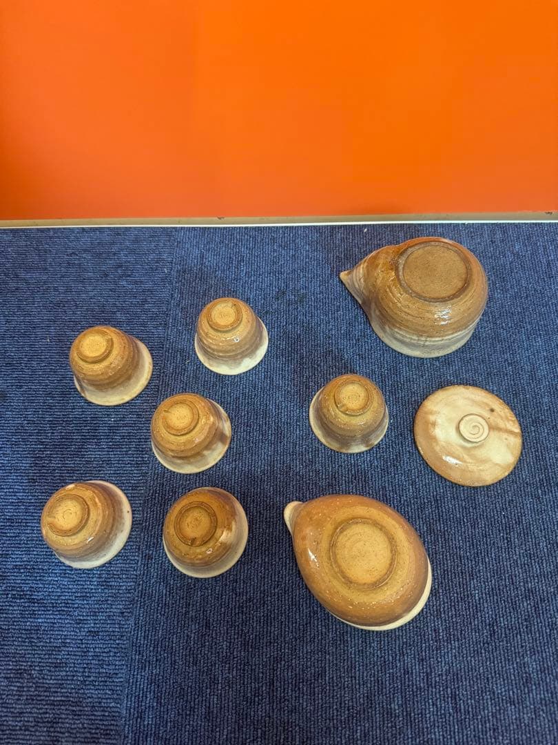 1642 萩焼　茶器セット　宝瓶1客　湯冷し1客　猪口6客