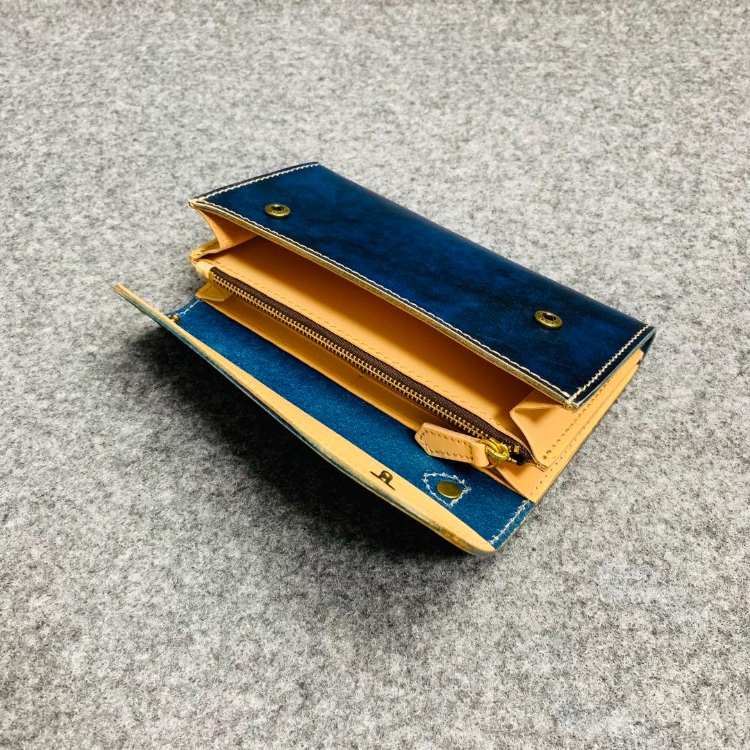 メンズ 財布 長財布 本革 ラウンドファスナー メンズ ヌメ革 手縫い