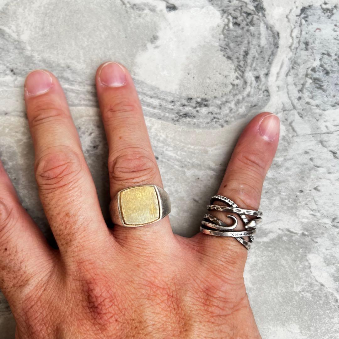 VINTAGE ヴィンテージ シグネット コンビ リング 銀金 指輪 ジュエリー