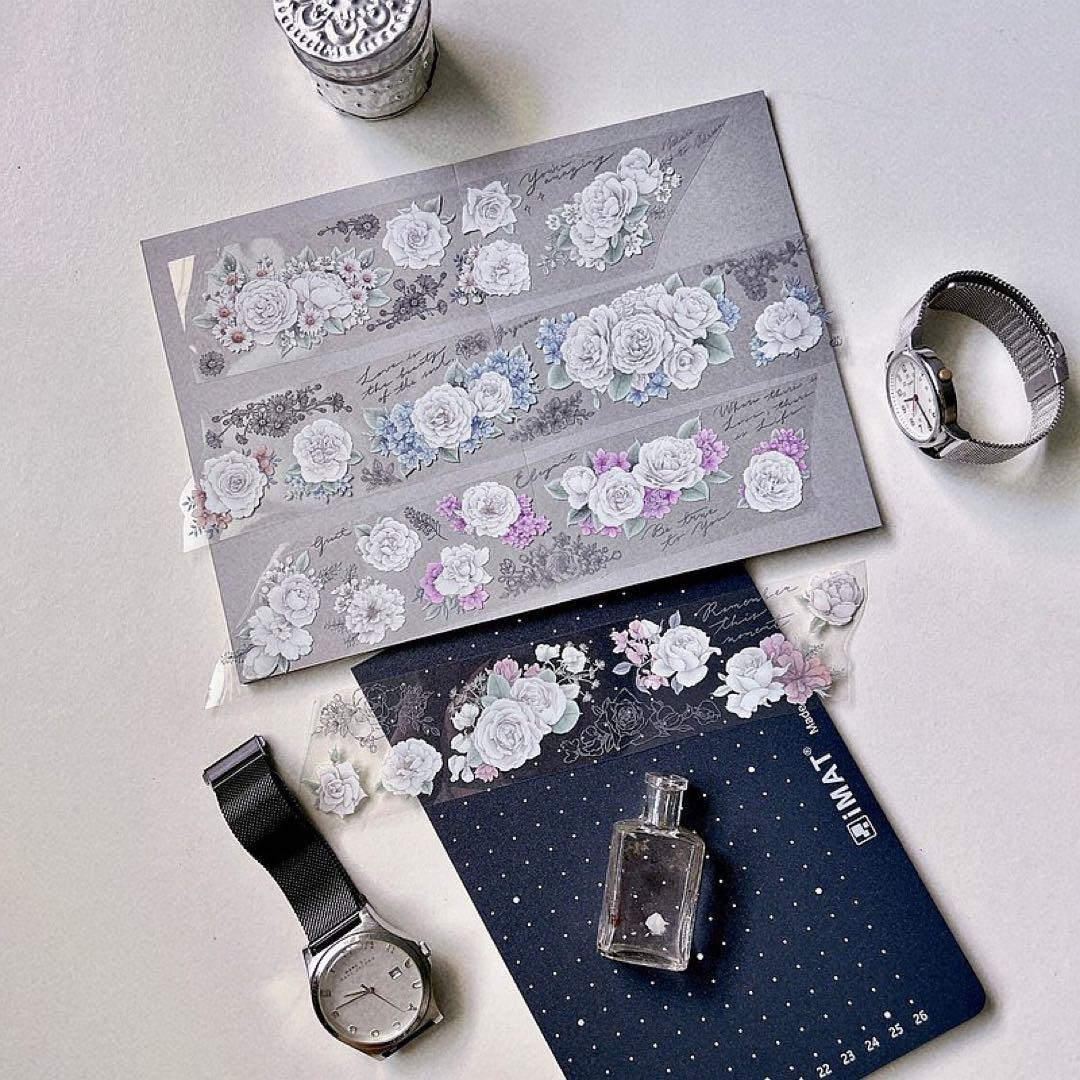 loidesign《玉香 - 白玫瑰》海外マスキングテープ　マステ 【1348】