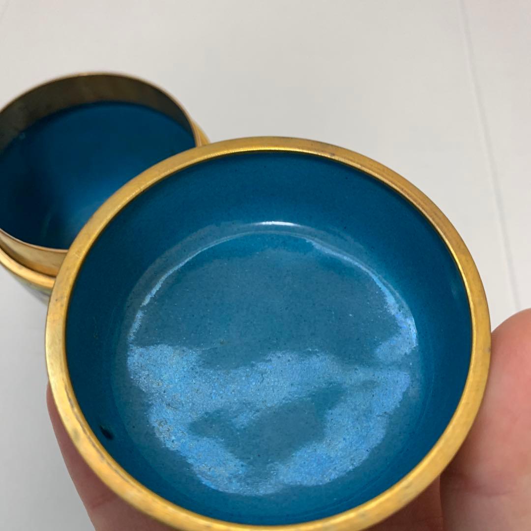 中国　景泰藍萬花棗　有線七宝