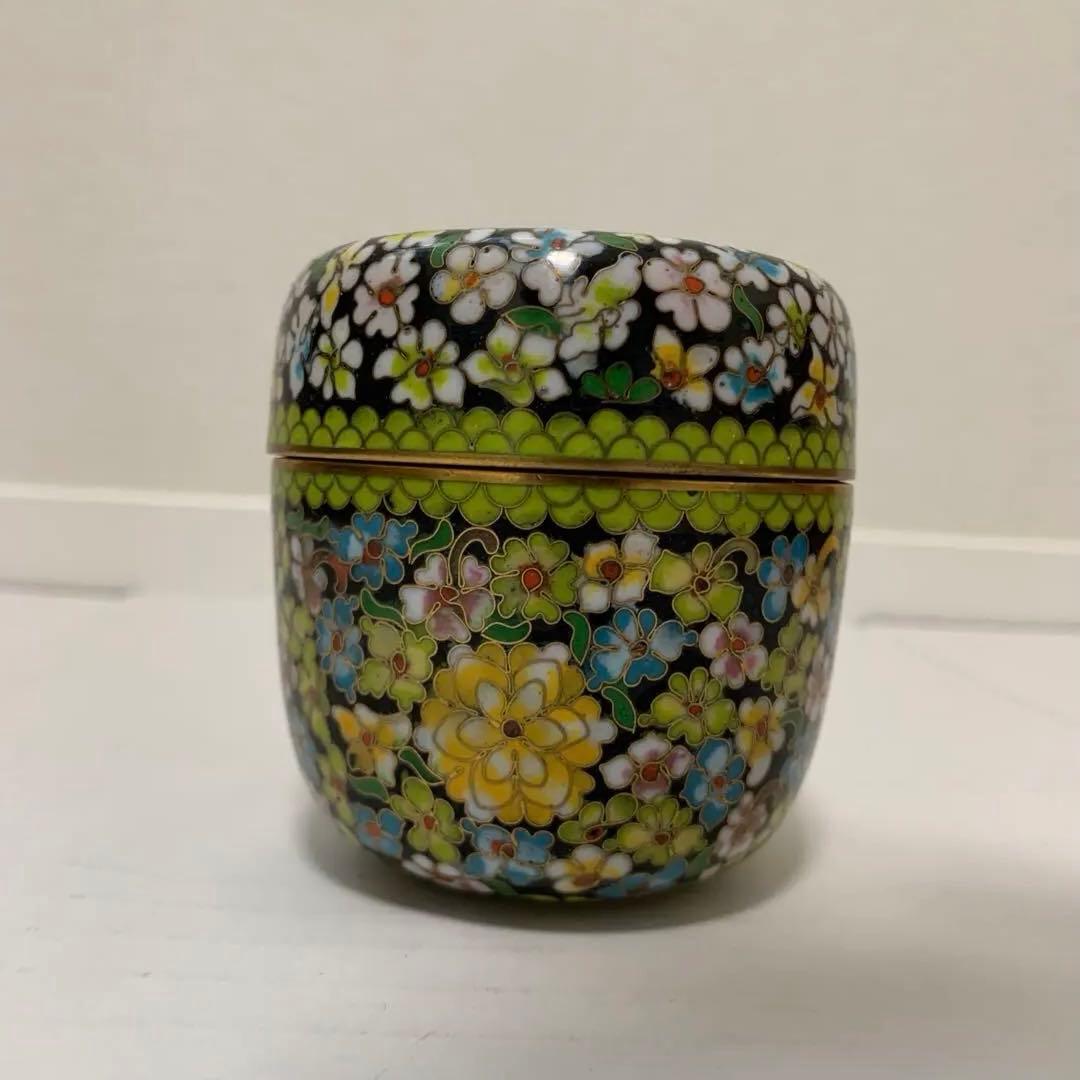 中国　景泰藍萬花棗　有線七宝