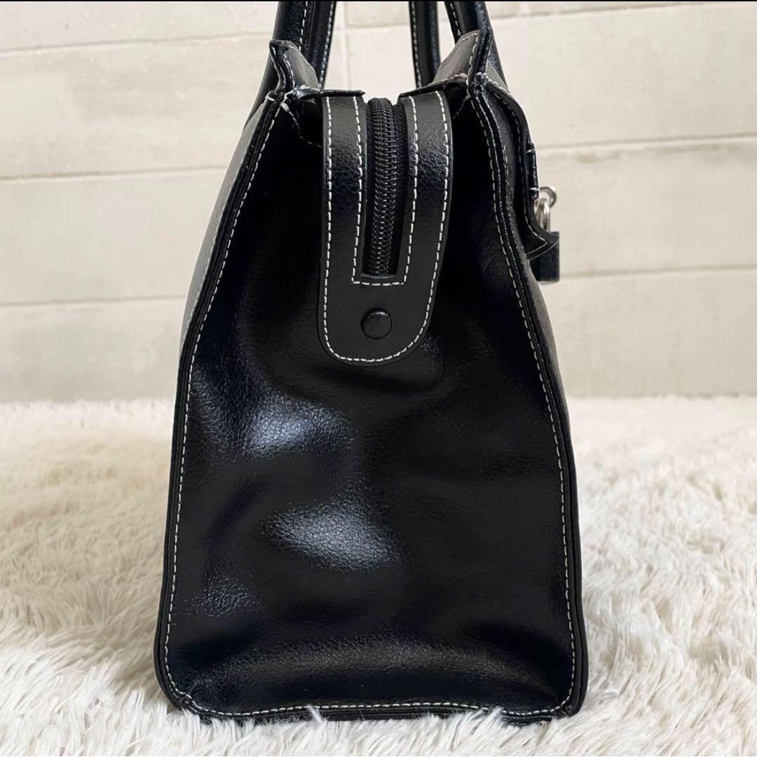 濱野鞄 HAMANO トート ハンドバッグ レザー シルバー金具 皇室御用達 黒