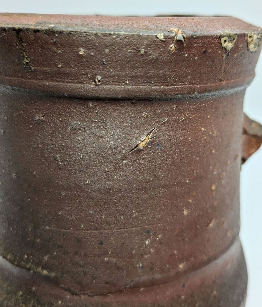 人間国宝 藤原啓 備前焼 擂座花入 共箱共布 花器 花瓶 フラワーベース 華道具