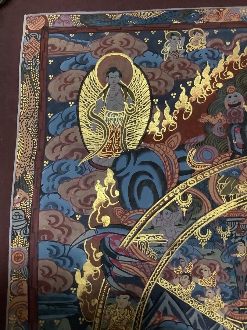 《 チベット密教　新品　1点物 》 手描き　曼荼羅　仏陀　六道輪廻　仏教　c5