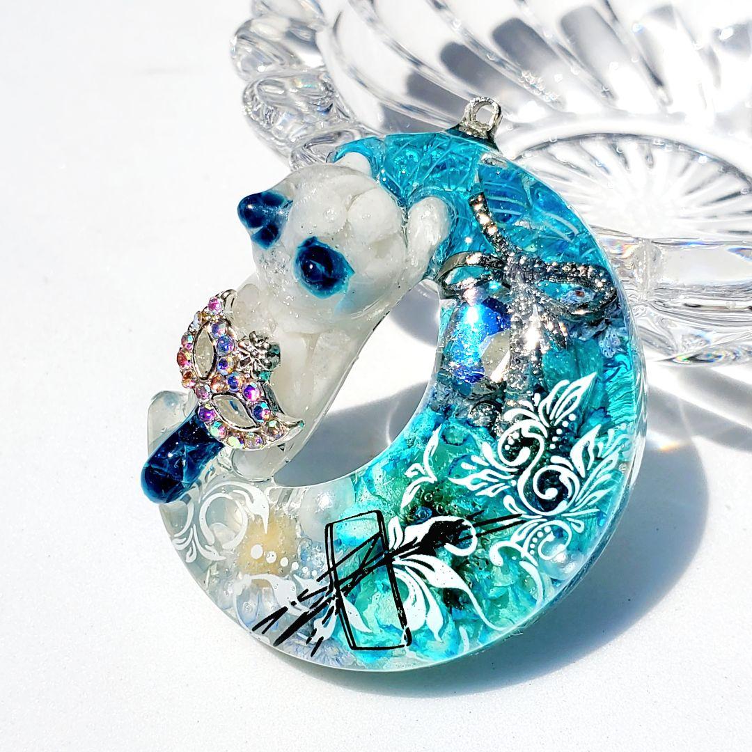 やっちゃん　　佐竹ガラス・天然石のフラワー　オルゴナイト　レジンネックレス