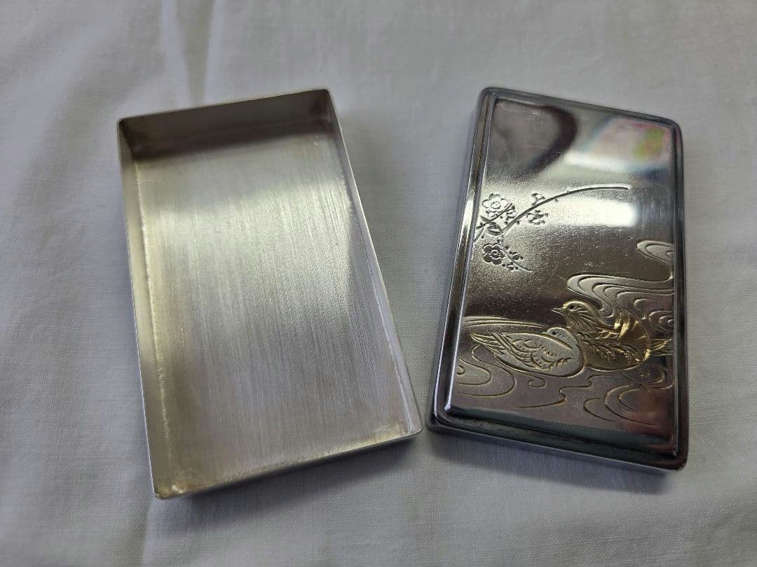 ミキモト　純銀製おしどり彫刻ケース　MIKIMOTO