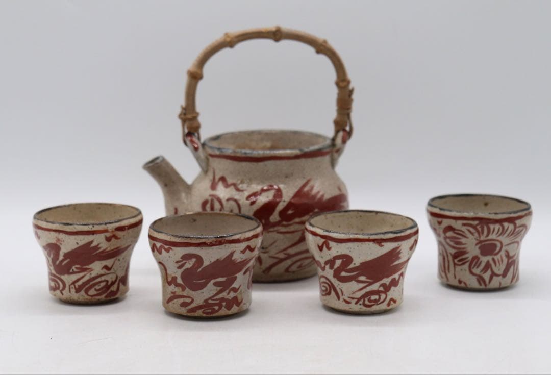 珍品　大森光彦作　鶏血釉茶器セット　茶道具　送料込み251127