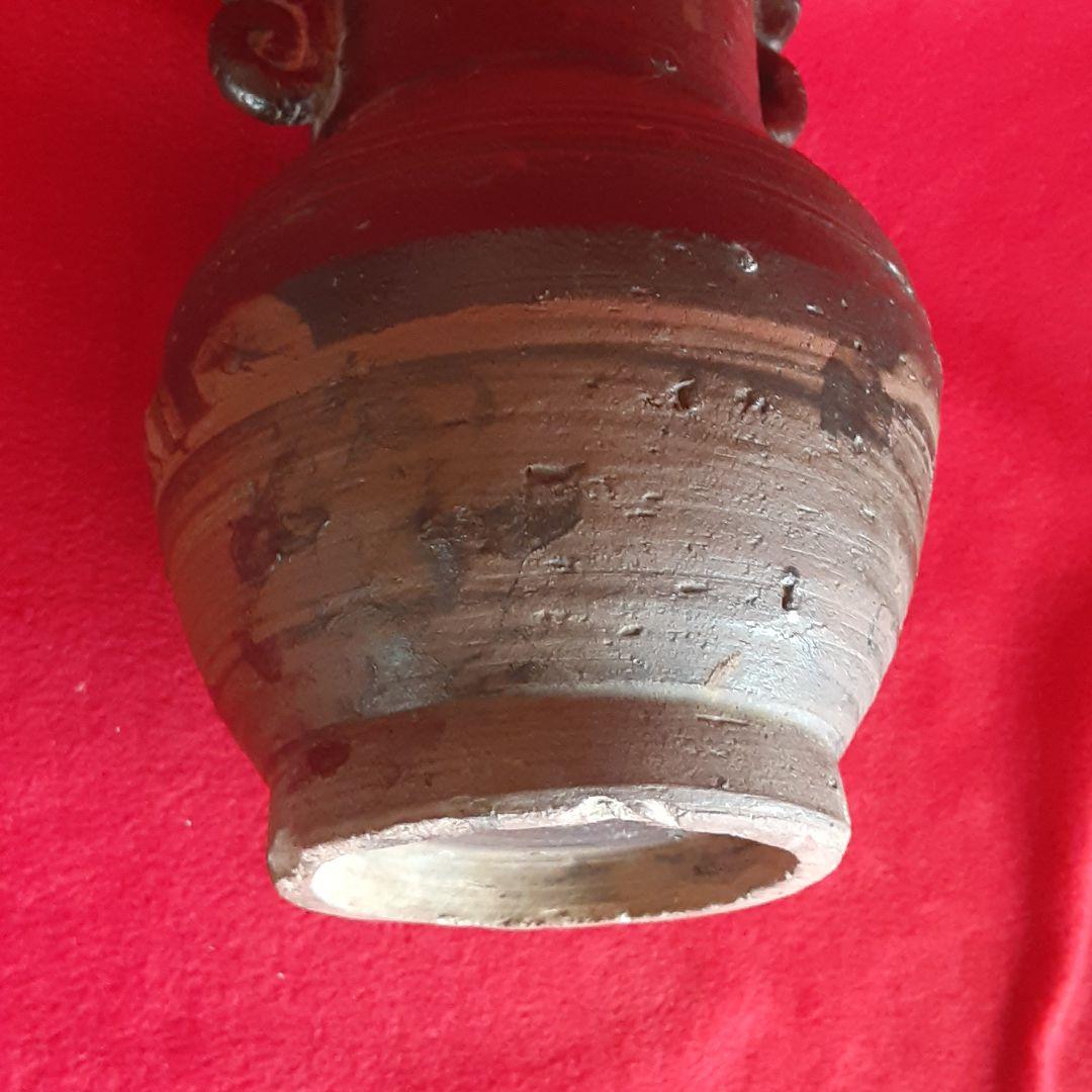 薩摩焼　黒薩摩　耳付き　花入　花瓶