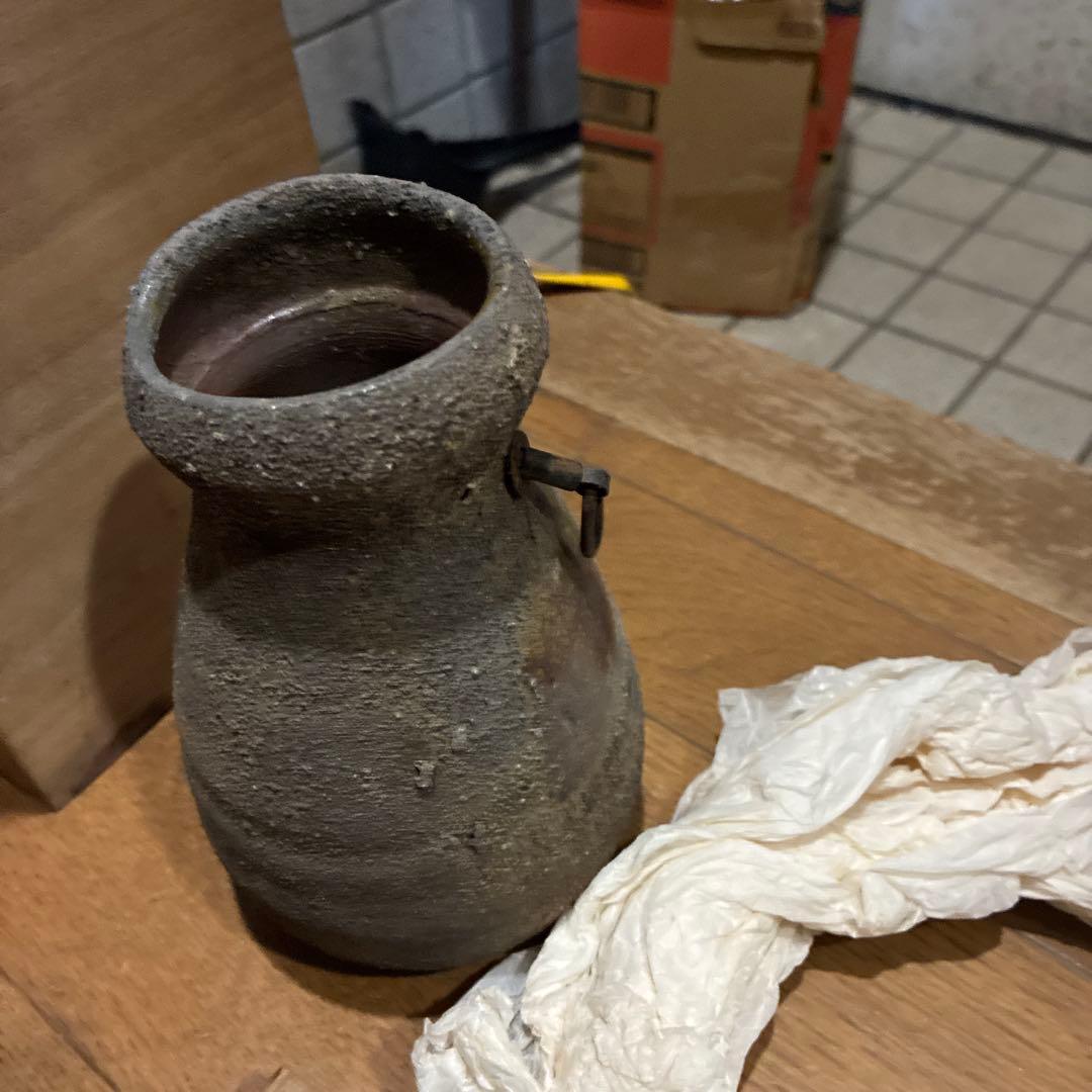 希少品道明　備前焼　金重道明　共箱　茶道具　花茶器　陶器